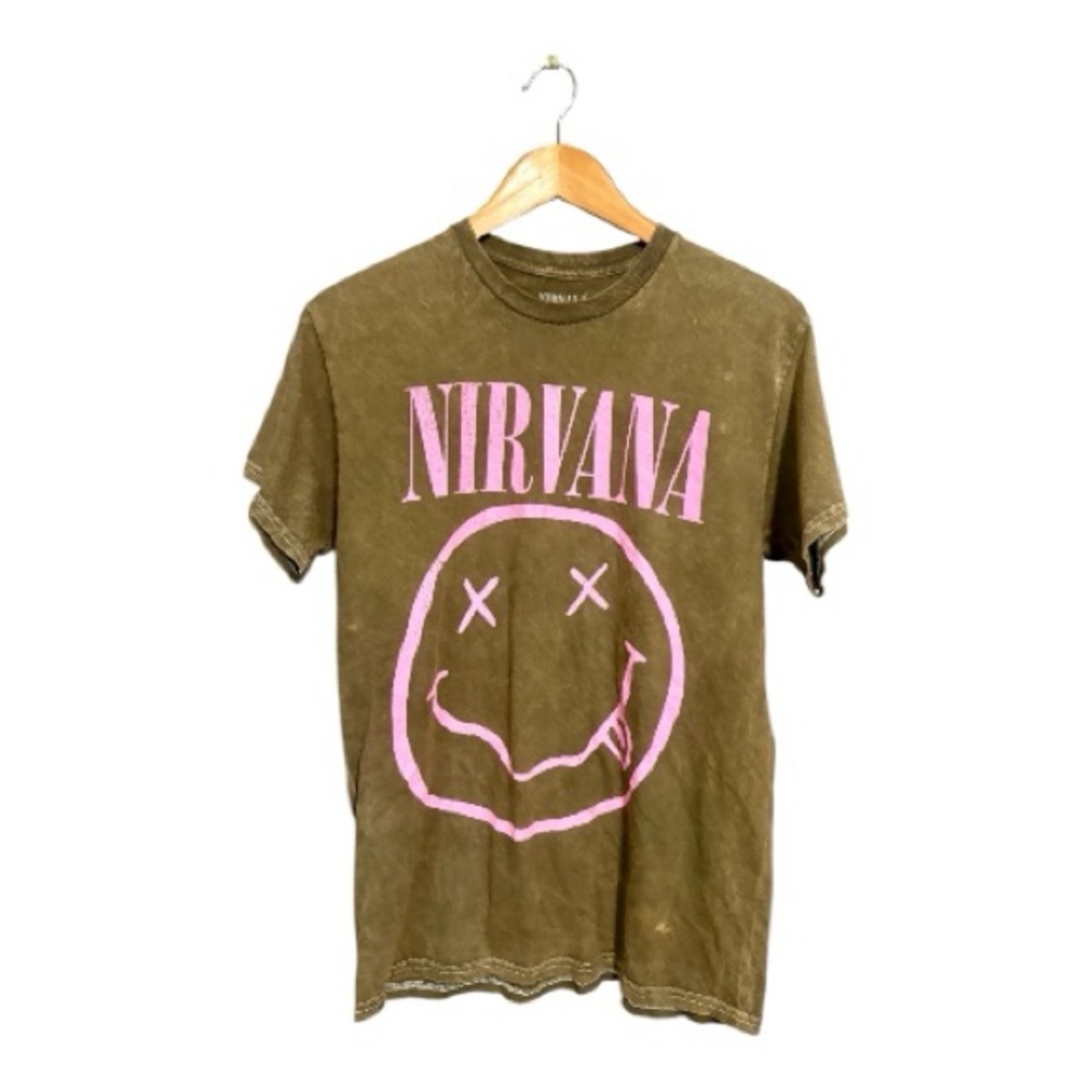 NIRVANA Brown Tee with Pink Graphic